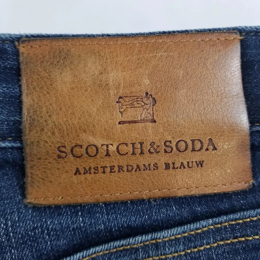 Scotch & Soda Jeans Mens 34x32 Blue Ralston Slim Straight Denim Amsterdams Blauw